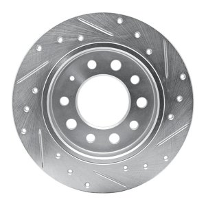 Hyundai Tiburon Brake Rotor (1) - Rear Left - R1 Concepts - Drilled & Slotted - Silver - `03-`08